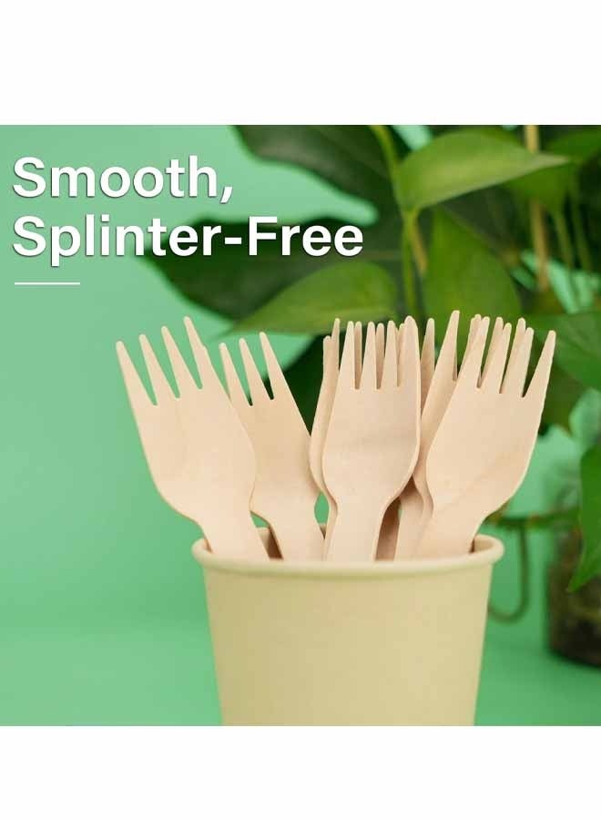 ٥٠ قطعة شوكة للاستخدام مرة واحدة، شوك خشبية، ١٤ سم، قابلة للتحلل الحيوي، مثالية للتخييم والنزهات والعشاء ولوازم الحفلات - Image 3